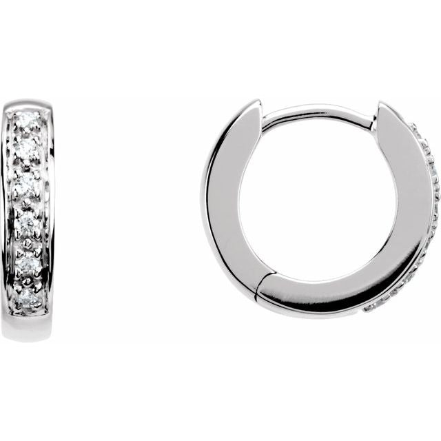 14K .05 CTW Natural Diamond Hinged Hoop Earring