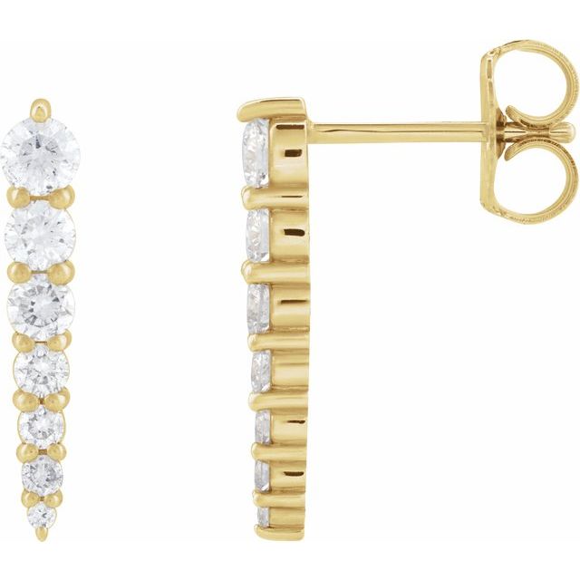 14K 1/3 CTW Natural Diamond Graduated Bar Earrings