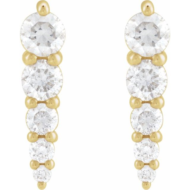 14K 1/2 CTW Natural Diamond Graduated Bar Earrings