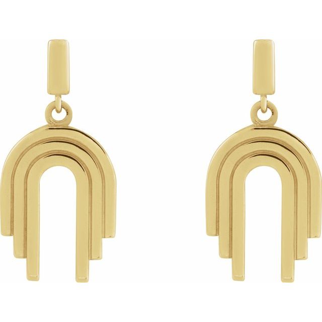14K Geometric Arch Dangle Earrings