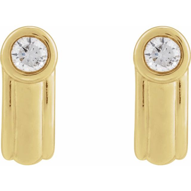 14K 1/5 CTW Natural Diamond Solitaire J Hoop Earrings