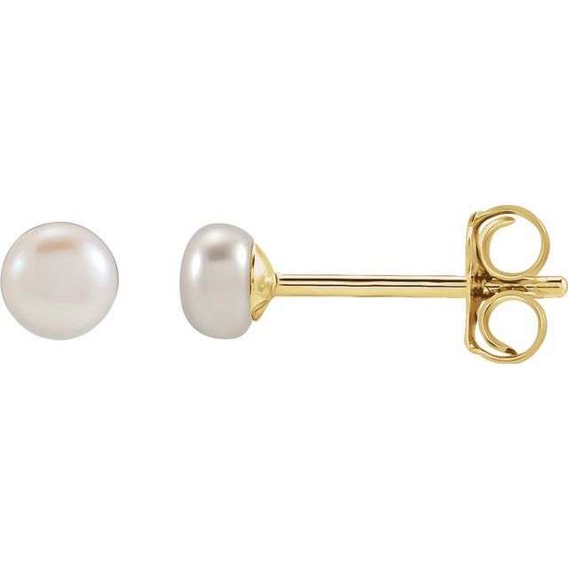 14K 3.5- Cultured Freshwater Button Pearl Earrings
