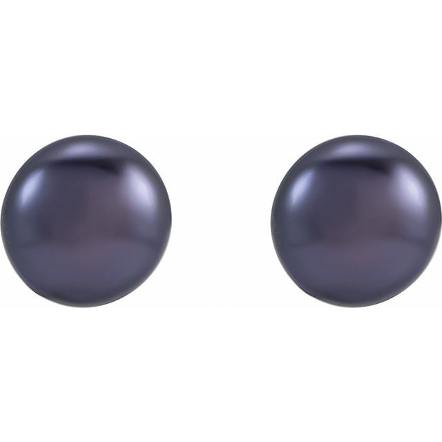 Sterling Silver 4- Cultured Black Freshwater Button Pearl Earrings