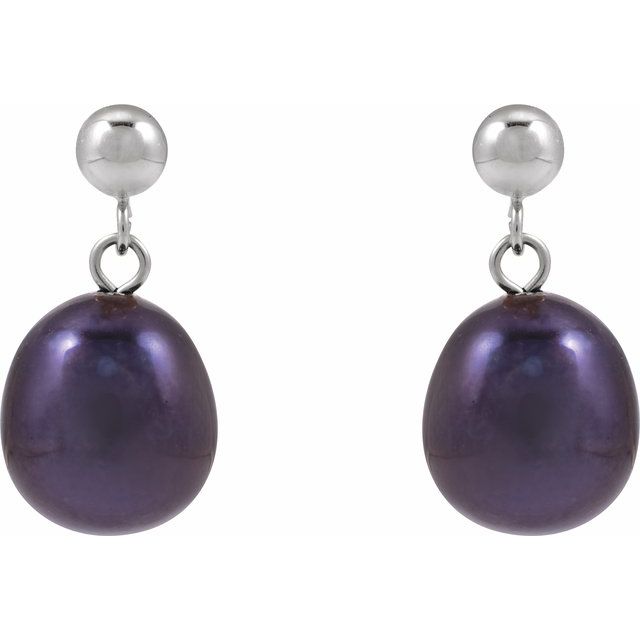14K Cultured Black Freshwater Pearl Earrings