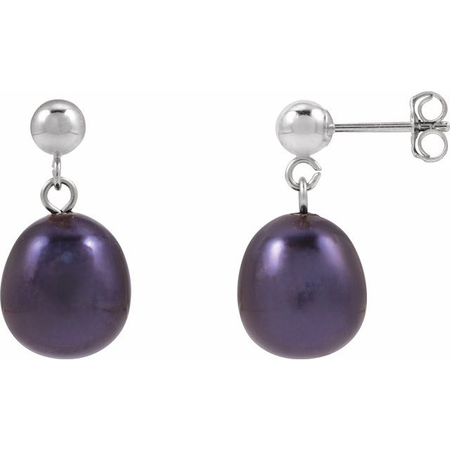 14K Cultured Black Freshwater Pearl Earrings