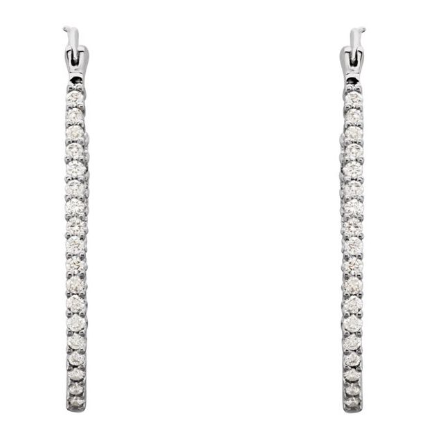 1 CTW Natural Diamond Inside-Outside Hoop Earrings