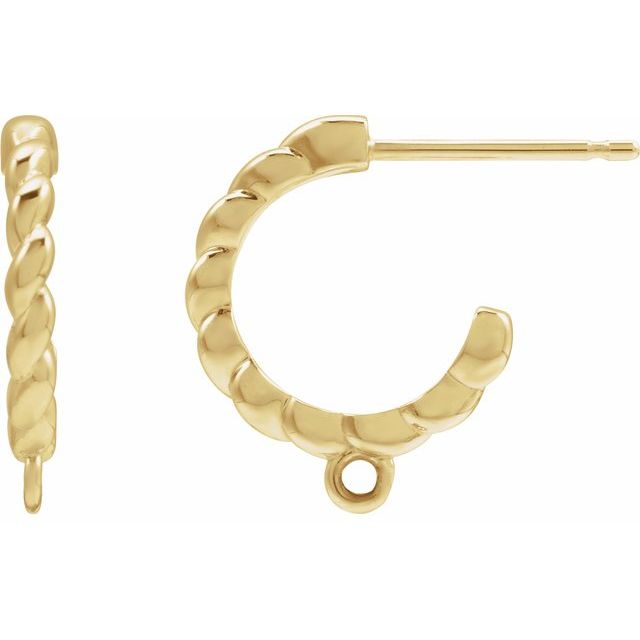 14K Rope Hoop Earring Top