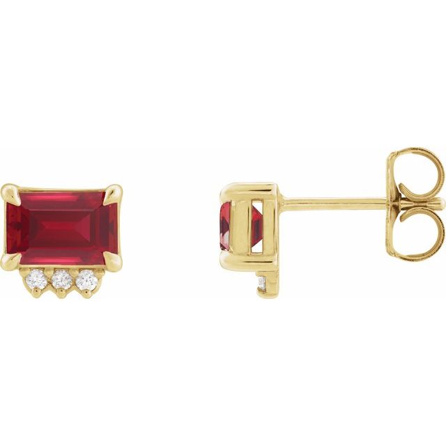 14K Lab-Grown Ruby & .04 CTW Natural Diamond Stud Earrings