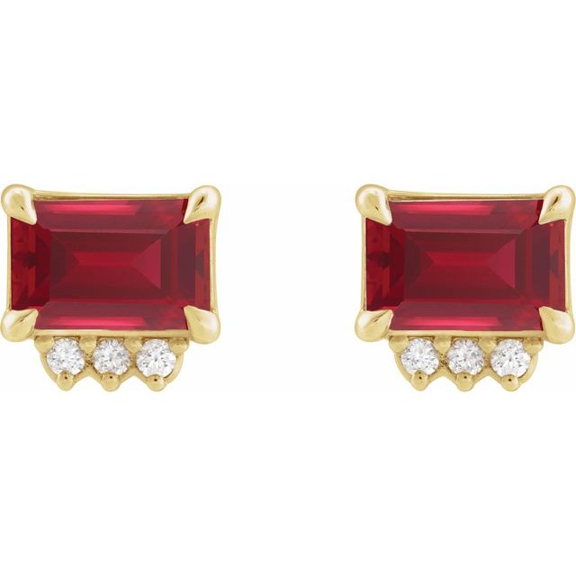 14K Lab-Grown Ruby & .04 CTW Natural Diamond Stud Earrings