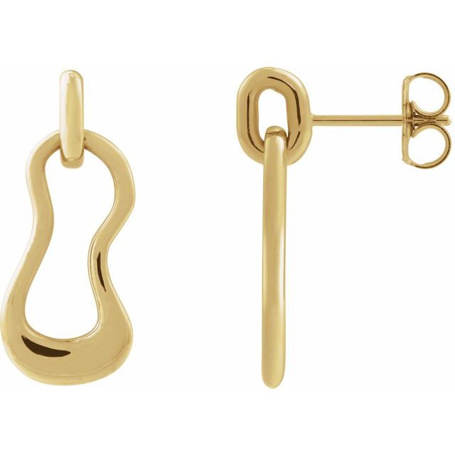 14K Freeform Dangle Earrings