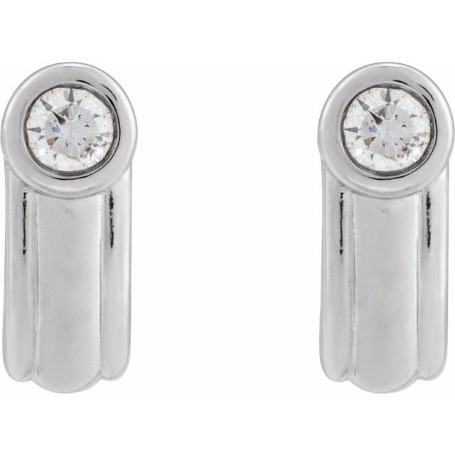 14K 1/5 CTW Lab-Grown Diamond Solitaire J Hoop Earrings
