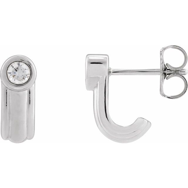 14K 1/5 CTW Lab-Grown Diamond Solitaire J Hoop Earrings