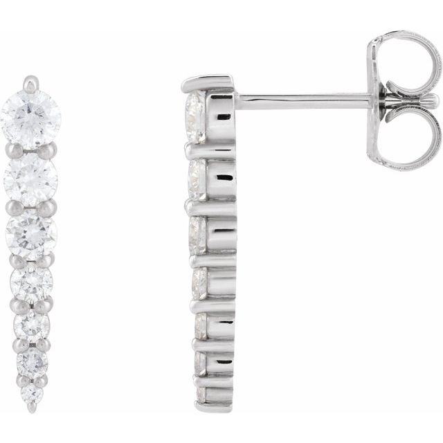 14K 1/3 CTW Natural Diamond Graduated Bar Earrings
