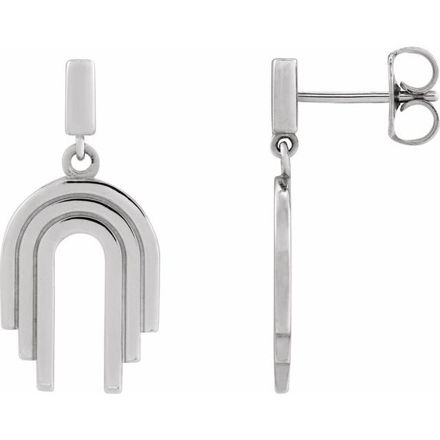 Sterling Silver Geometric Arch Dangle Earrings