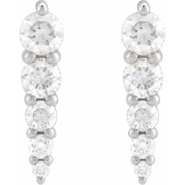 14K 1/2 CTW Natural Diamond Graduated Bar Earrings