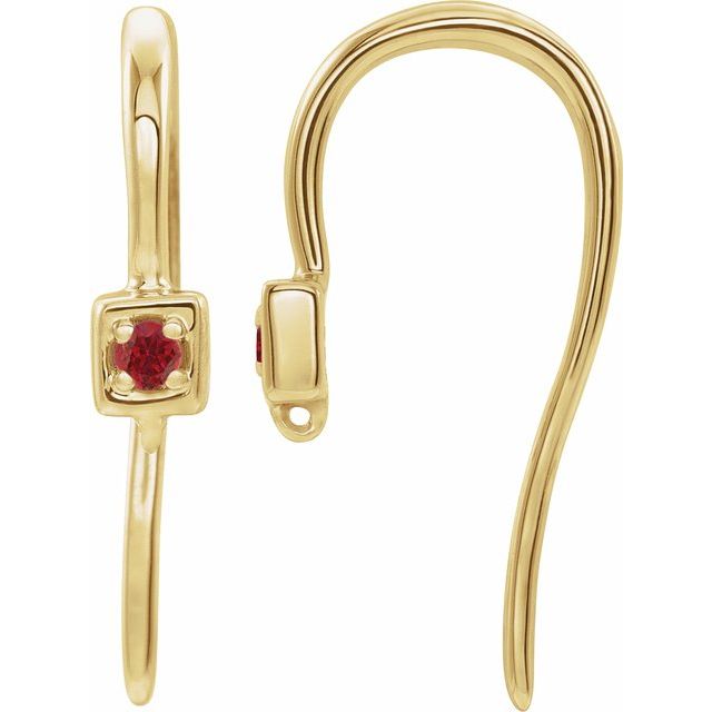 14K Natural Ruby French Wire Earring Top