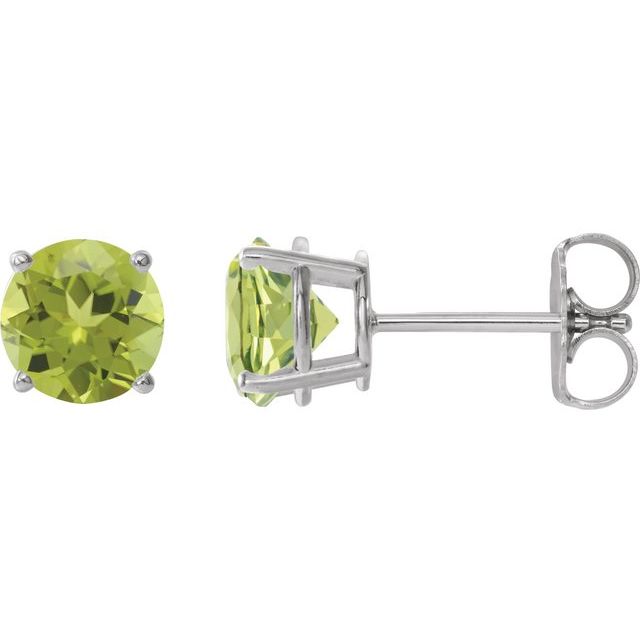 14K Natural Peridot Stud Earrings
