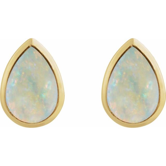 14K Lab-Grown Opal Cabochon Earrings