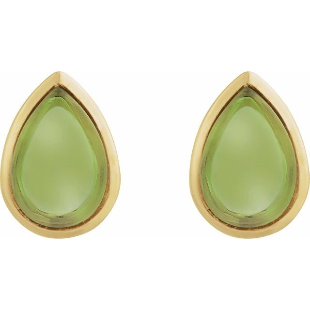 14K Natural Peridot Cabochon Earrings