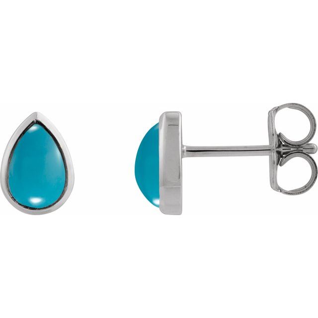 Sterling Silver Natural Turquoise Cabochon Earrings
