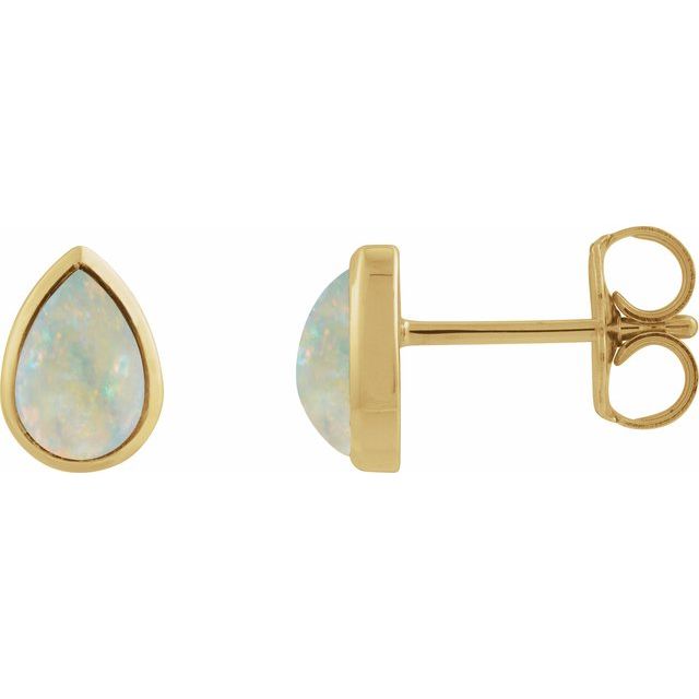 14K Lab-Grown Opal Cabochon Earrings