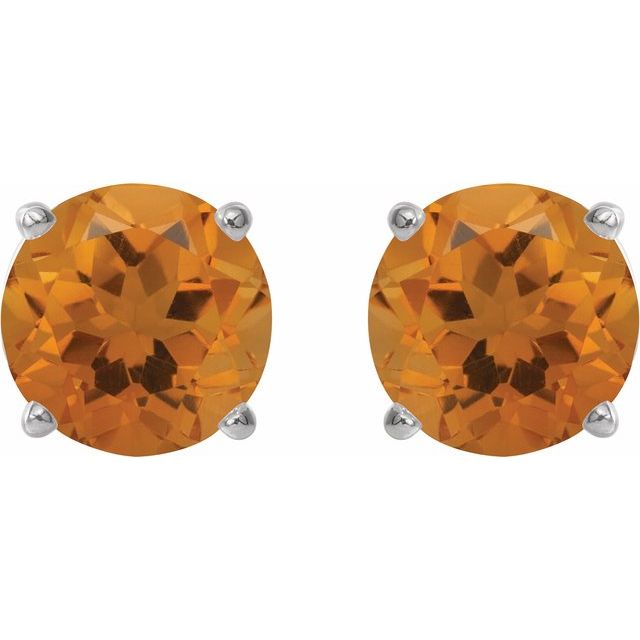 14K Natural Citrine Stud Earrings