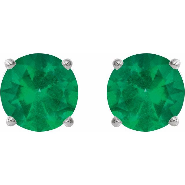 14K Natural Emerald Stud Earrings