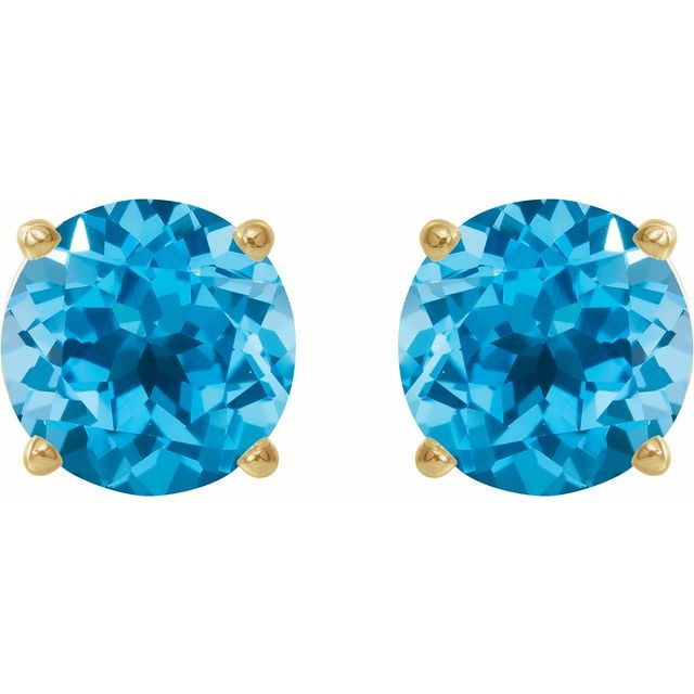 14K Natural Swiss Blue Topaz Stud Earrings