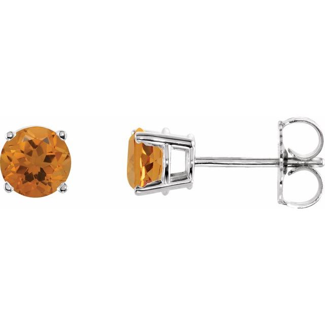 14K Natural Citrine Stud Earrings