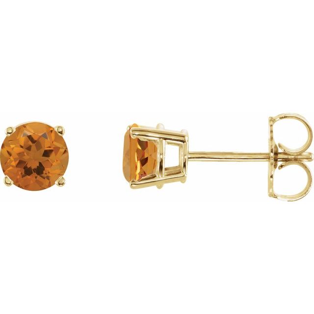 14K Natural Citrine Stud Earrings