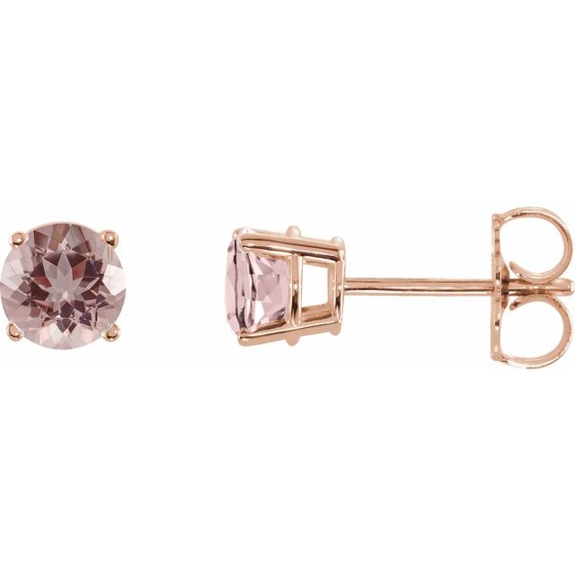 14K Natural Pink Morganite Stud Earrings