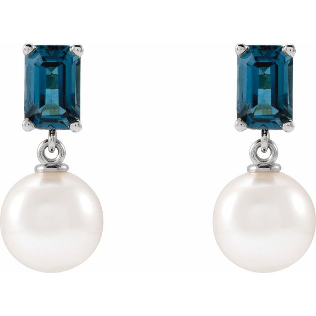 14K Cultured Akoya Pearl & Natural London Blue Topaz