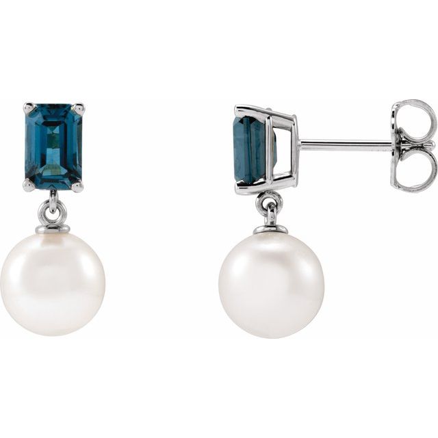 14K Cultured Akoya Pearl & Natural London Blue Topaz