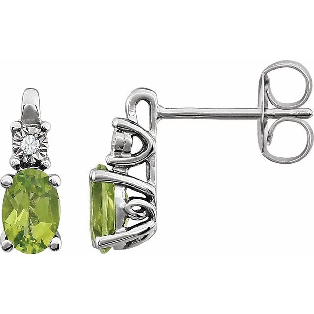14K Natural Peridot & .02 CTW Natural Diamond Earrings