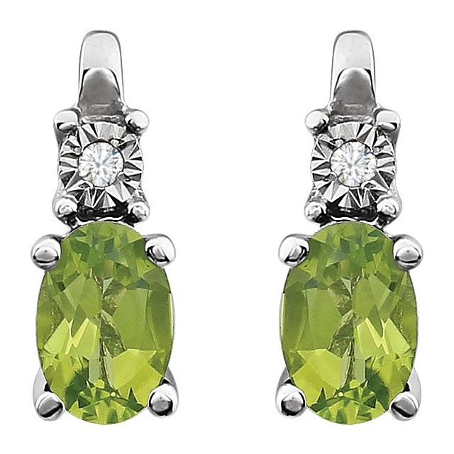 14K Natural Peridot & .02 CTW Natural Diamond Earrings