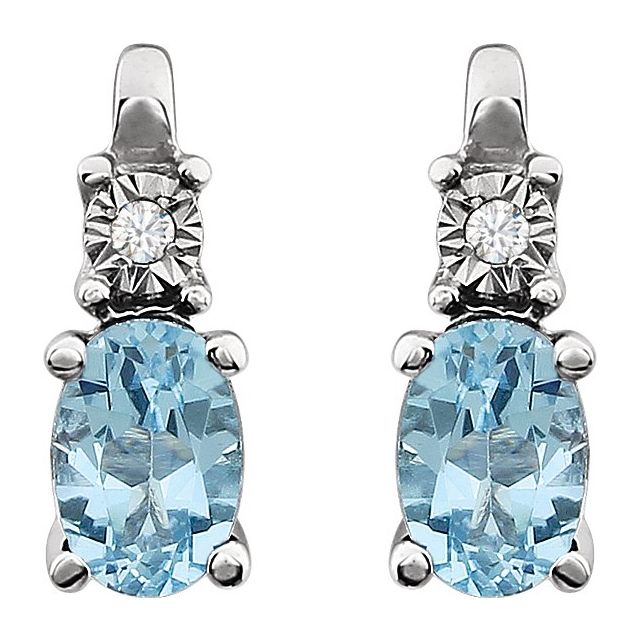 14K Natural Sky Blue Topaz & .02 CTW Natural Diamond Earrings