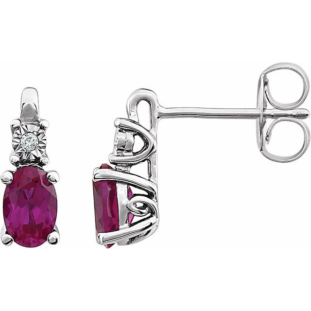 14K Lab-Grown Ruby & .02 CTW Natural Diamond Earrings