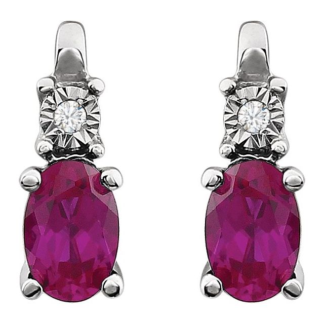 14K Lab-Grown Ruby & .02 CTW Natural Diamond Earrings
