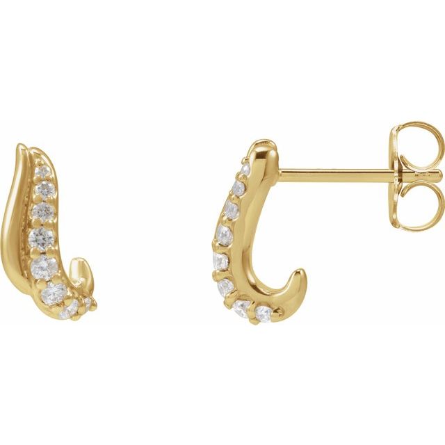 14K 1/6 Natural Diamond Freeform Earrings