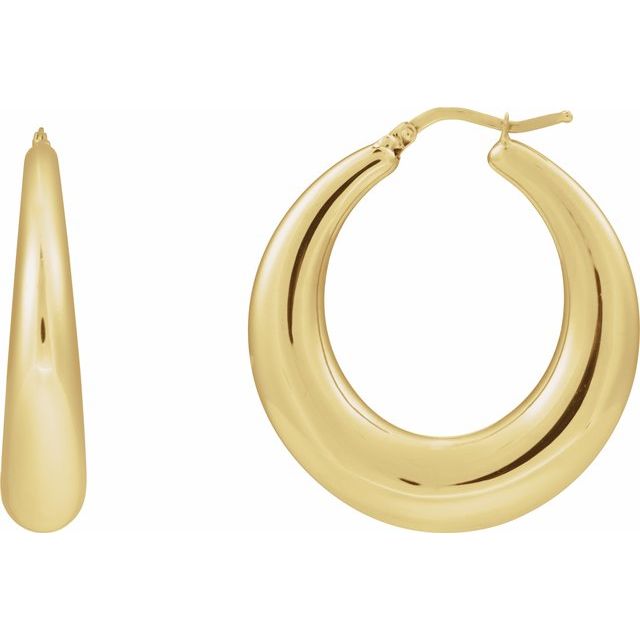 14K Electroform Puffed Hoop Earrings