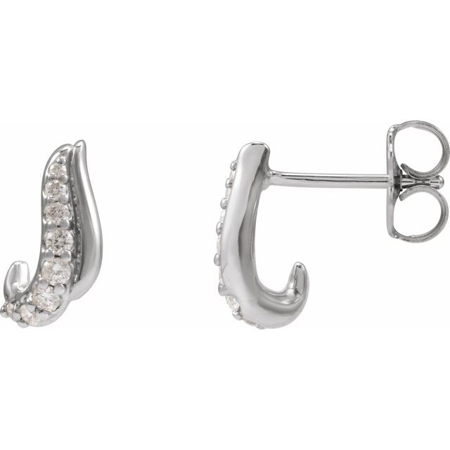 14K 1/6 Natural Diamond Freeform Earrings