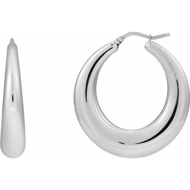 Sterling Silver Electroform Puffed Hoop Earrings
