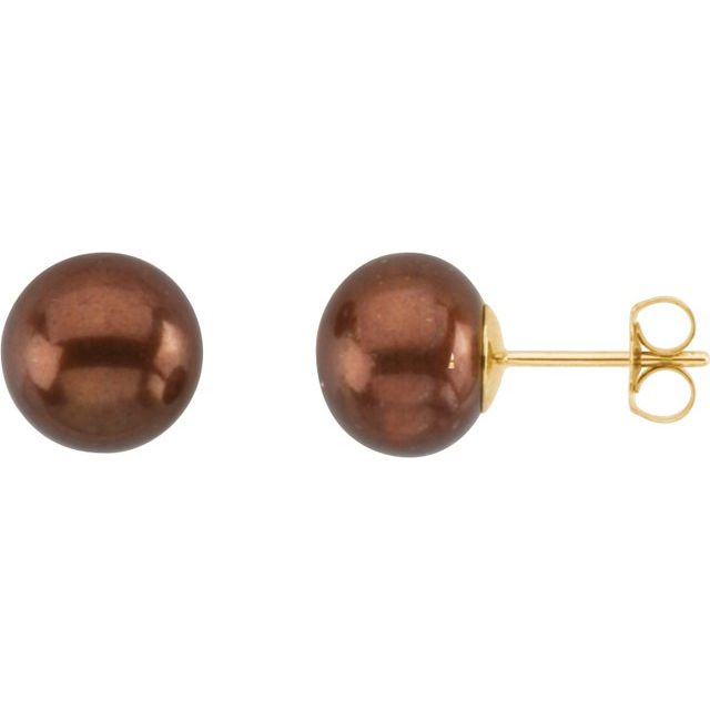 14K Cultured Chocolate Freshwater Pearl Earrings
