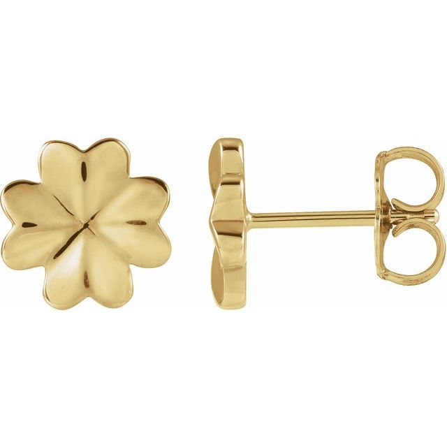 14K Four Leaf Clover Stud Earrings
