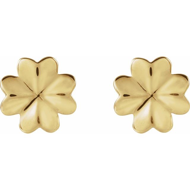 14K Four Leaf Clover Stud Earrings