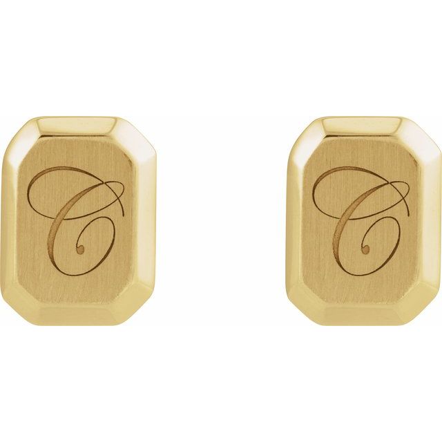 14K Engravable Geometric Stud Earrings
