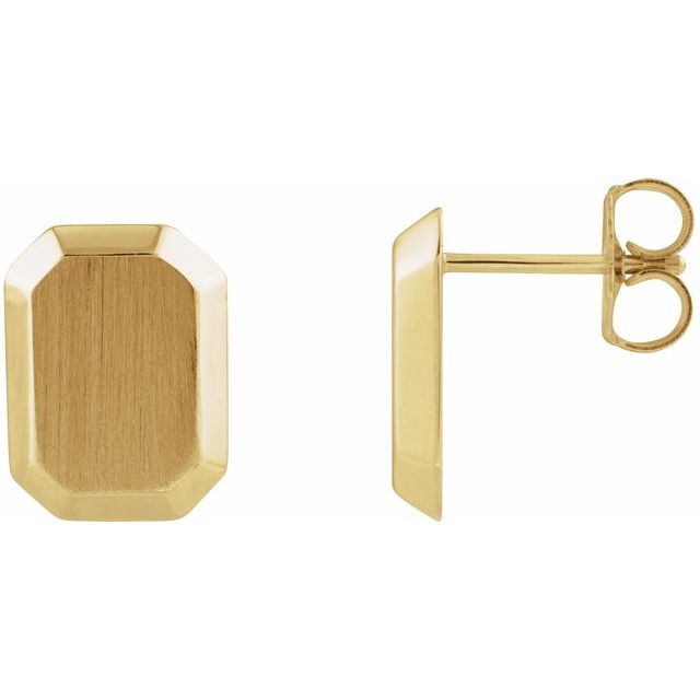 14K Engravable Geometric Stud Earrings