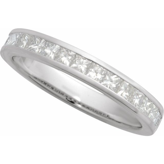 14K White 7/8 CTW Natural Diamond Channel-Set Band