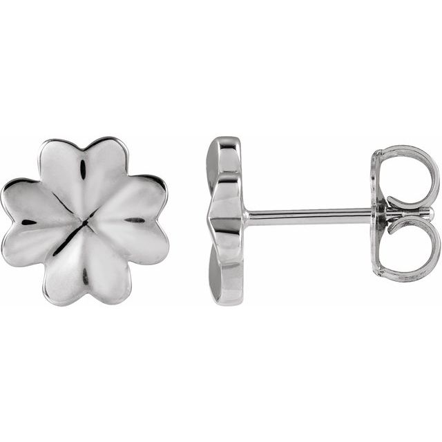 Sterling Silver Four Leaf Clover Stud Earrings