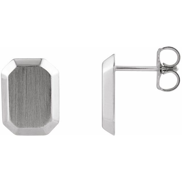 Sterling Silver Engravable Geometric Stud Earrings
